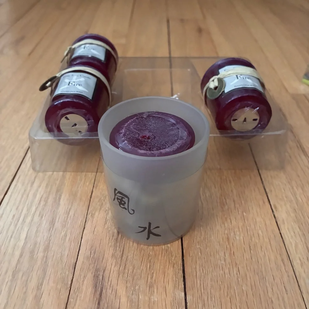 Feng Shui Candle Set, color Wine, Hand Poured.